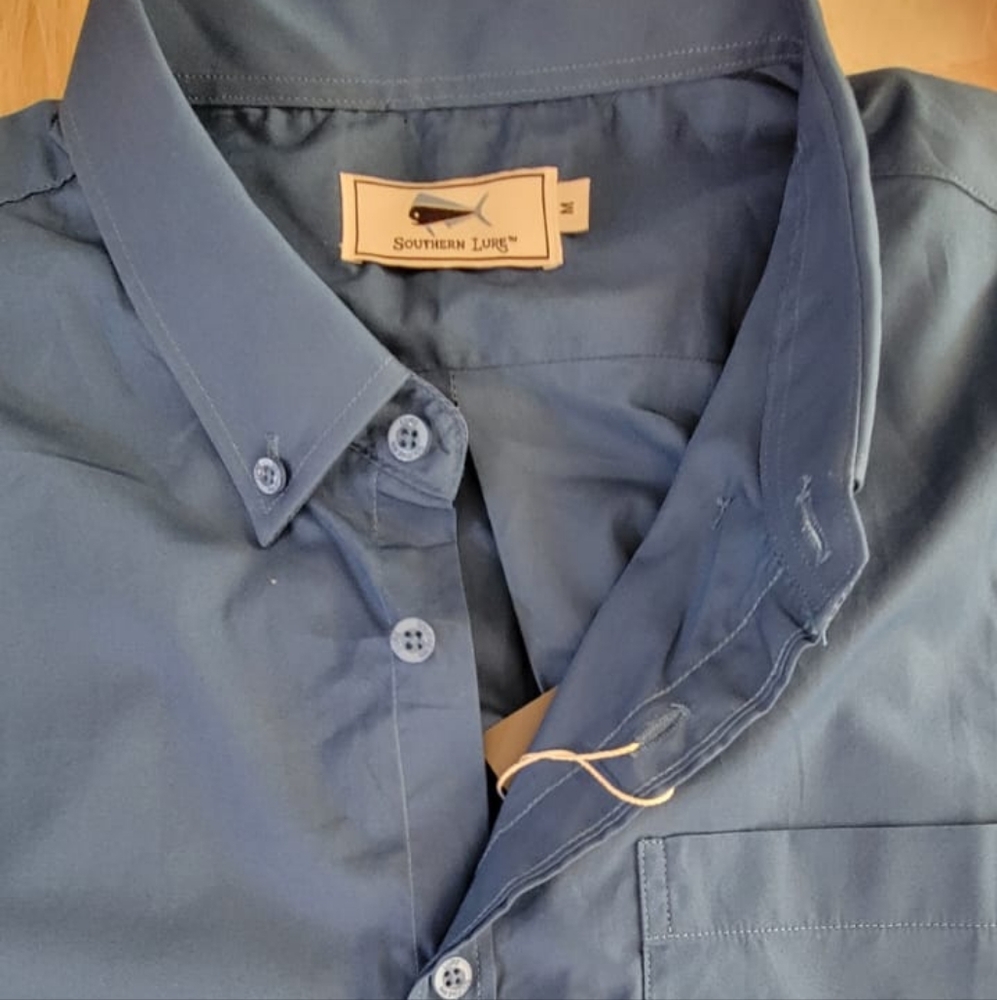 Southern Lure Men's Casual Woven‎ Sport Shirt Size M Nany Blue - Picture 4 of 5